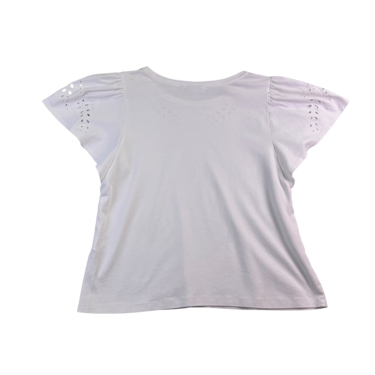 Chicos Womens White Cotton Eyelet Flutter Sleeve Blouse Size 1 US M