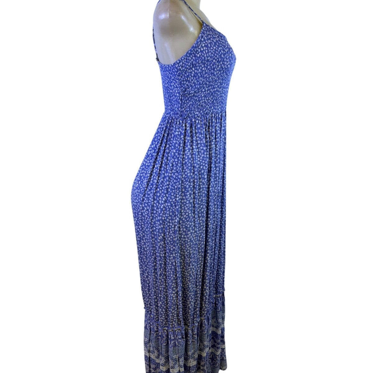 SO Womens Blue Rayon Floral Print Maxi Dress Size S
