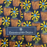 Ermenegildo Zegna Mens Multicolor Silk Tie Yellow/Blue/Black Floral Pattern