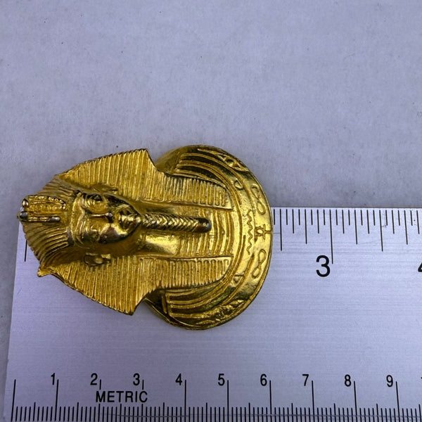 Gold Tone Pharaoh Head Egyptian Motif Brooch Pin Decorative Jewelry Unique