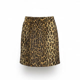 Cache Women Brown Leopard Print Cotton Blend Skirt Animal Pattern Size 6