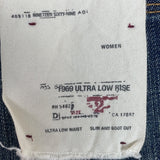 1969 Authentic Blue Denim Women Ultra Low Rise  Boot Cut Jeans Sz 2