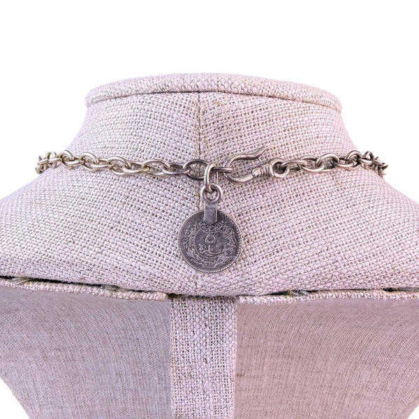 Antique Silver-Tone Islamic Coin Metal Bib Necklace Statement Jewelry