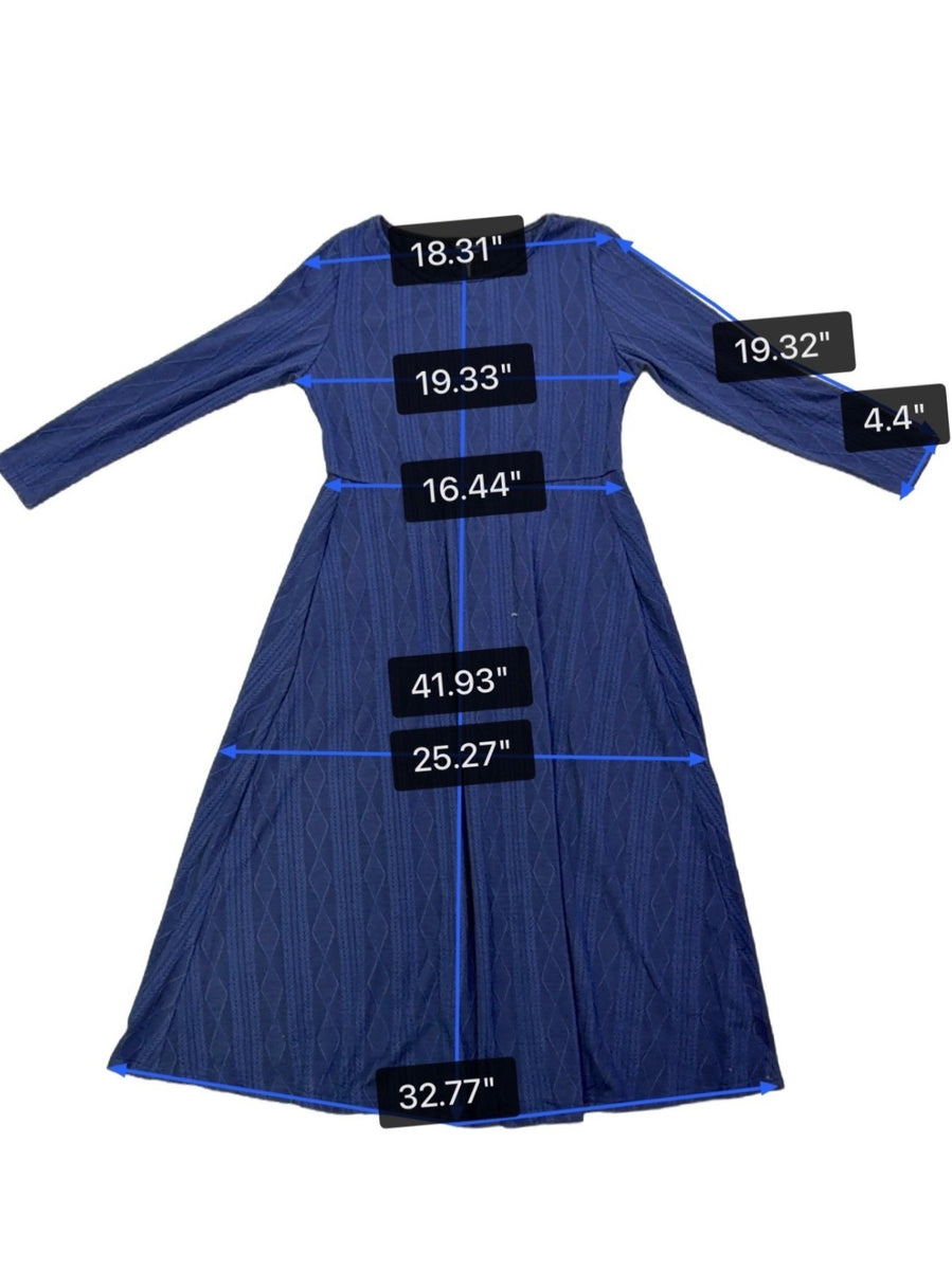 Bloomchic Womens Navy Fit & Flare Long Sleeve Midi Dress Size 14-16
