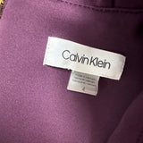 Calvin Klein Womens Purple Ruffled Neckline Sleeveless Sheath Dress Size 4