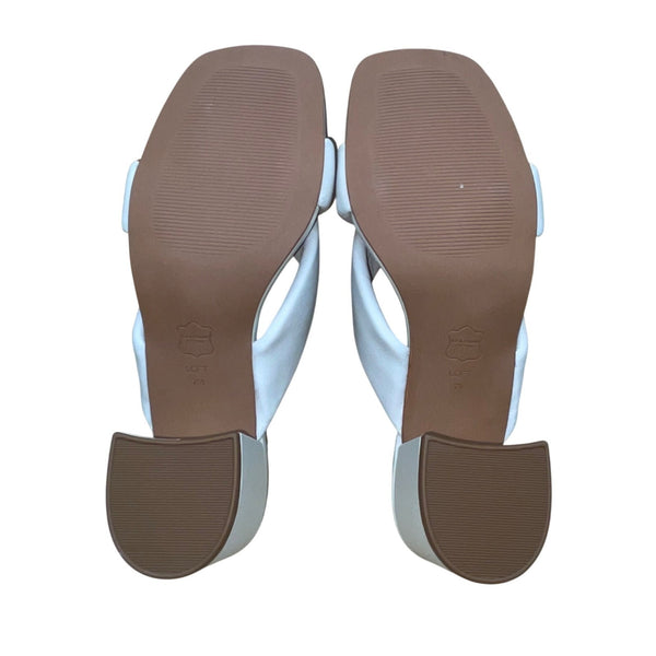 Loft Women’s Dusty Bone Leather Twist Mule-Missy Block Heel Sandals Size 7