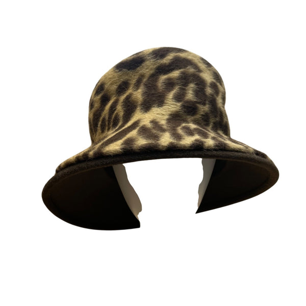 Philip Treacy Women’s Brown Leopard Print Wool Bucket Hat OS