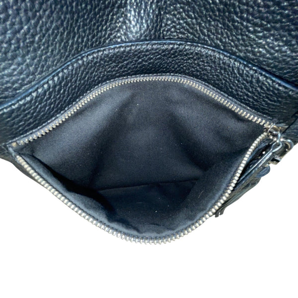 Halogen Women’s Black Pebbled Leather Adjustable Strap Crossbody Bag With Tassel