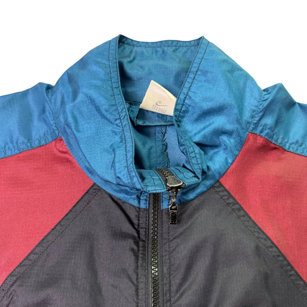 Nike Mens Black Teal Burgundy Nylon Windbreaker Jacket Full Zip Retro Style