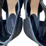 Earth Women’s Black Leather Zip Closure Peep Toe Keri Heeled Sandals Size 11D