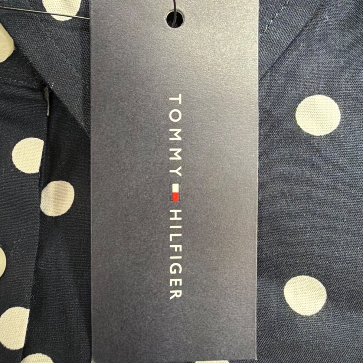Tommy Hilfiger Womens Navy Polka Dot Sleeveless Shirt Dress Belted Size 12