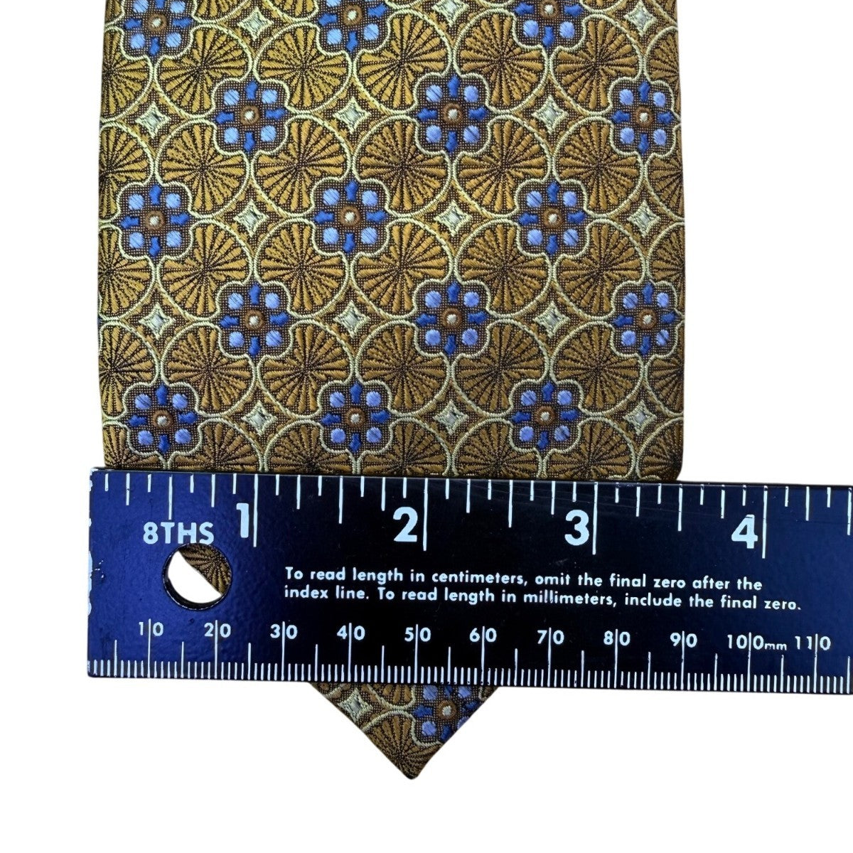 Jos A Bank Mens Gold & Blue Geometric Tie Signature Collection Handsewn