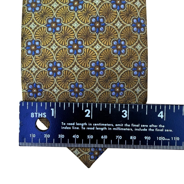 Jos A Bank Mens Gold & Blue Geometric Tie Signature Collection Handsewn