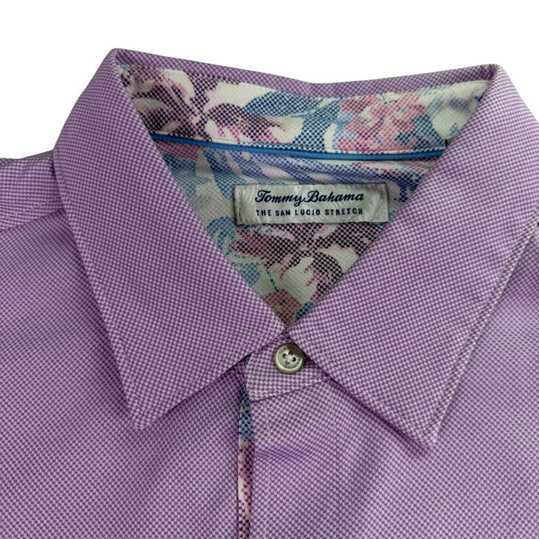 Tommy Bahama Men’s Solid Purple Short Sleeve Button-Up Shirt Sz XL