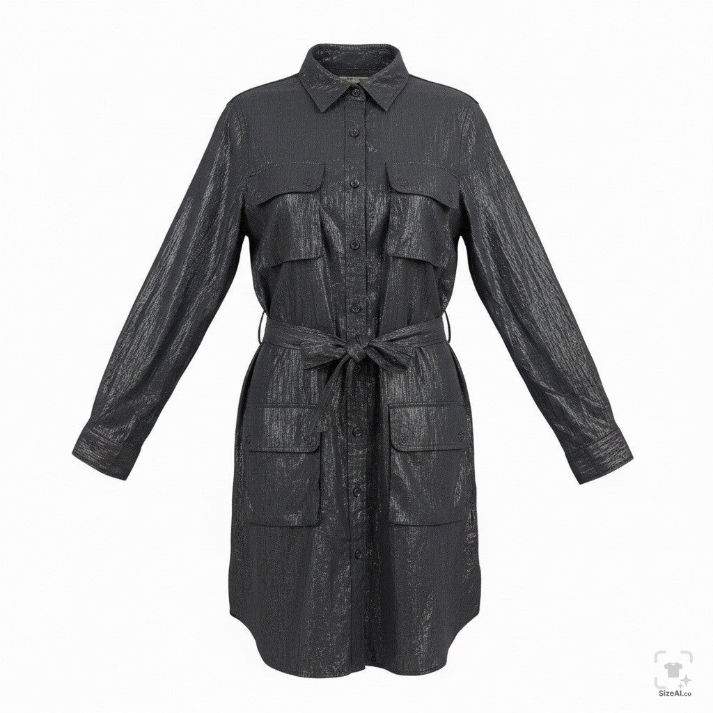 Polo Ralph Lauren Womens Black Shirt Dress With Pockets Belted Size M