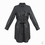 Polo Ralph Lauren Womens Black Shirt Dress With Pockets Belted Size M