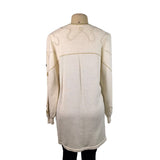 Vintage Madeleine Womens Ivory Embellished Cardigan Long Sleeve Open Front Sz L