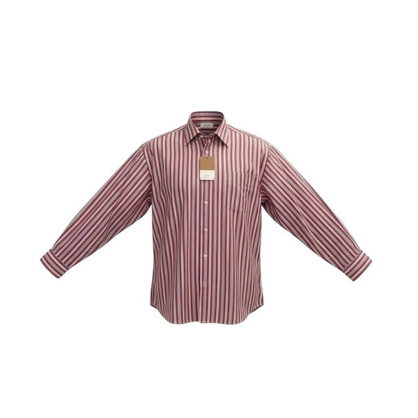 Faconnable Mens Red & White Cotton Striped Long Sleeve Button-Up Shirt Size XL