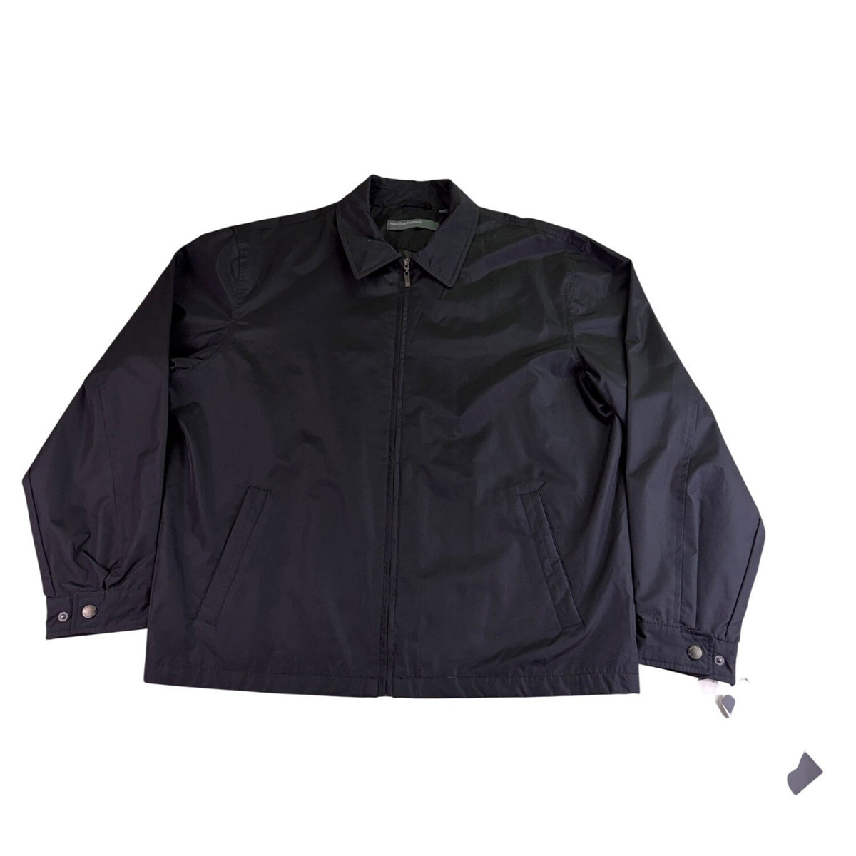 Perry Ellis Mens Black Polyester Zip-Up Jacket Lightweight Casual Fit Size L