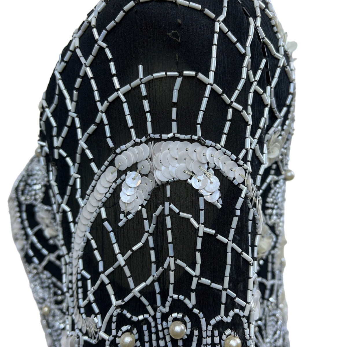 Vintage Sweet Lo Women’s Black and White Beaded Sequin Long Sleeve Dress M New