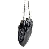 Jessica McClintock Women's Satin Silver Chain Strap Rosaria Clutch Sz S- NWT