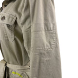 Volcom Women Khaki Cotton/Elastane Jacket Belted Military Style Size L