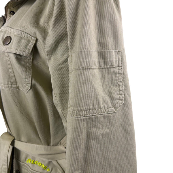 Volcom Women Khaki Cotton/Elastane Jacket Belted Military Style Size L