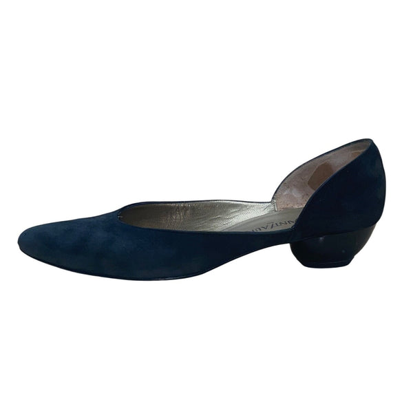 Y Saint Laurent Women’s Black Nubuck Leather Low Heel Pointed Toe Shoes Sz 8N