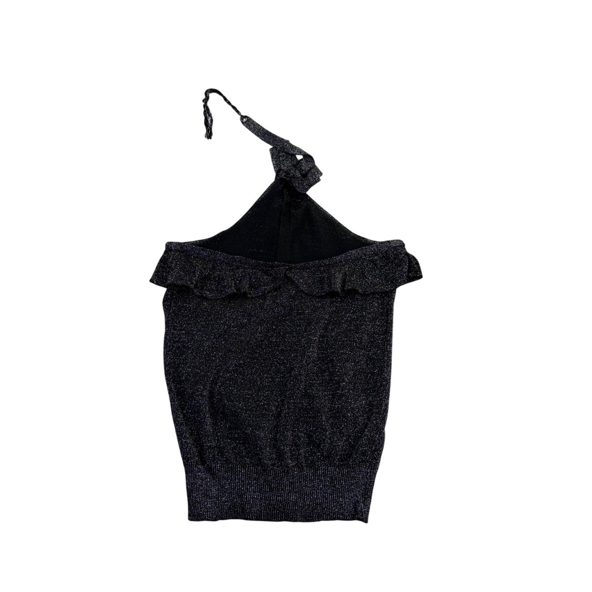 New York & Company Womens Black Halter Top With Ruffle Detail Size XS