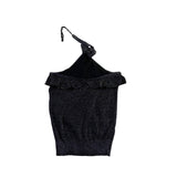 New York & Company Womens Black Halter Top With Ruffle Detail Size XS