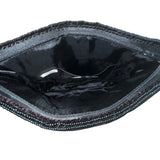 La Regale Women’s Black Beaded Floral Design Velvet Crossbody Bag