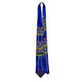 Rush Limbaugh No Bounderies Blue & Yellow Silk Geometric Pattern Necktie