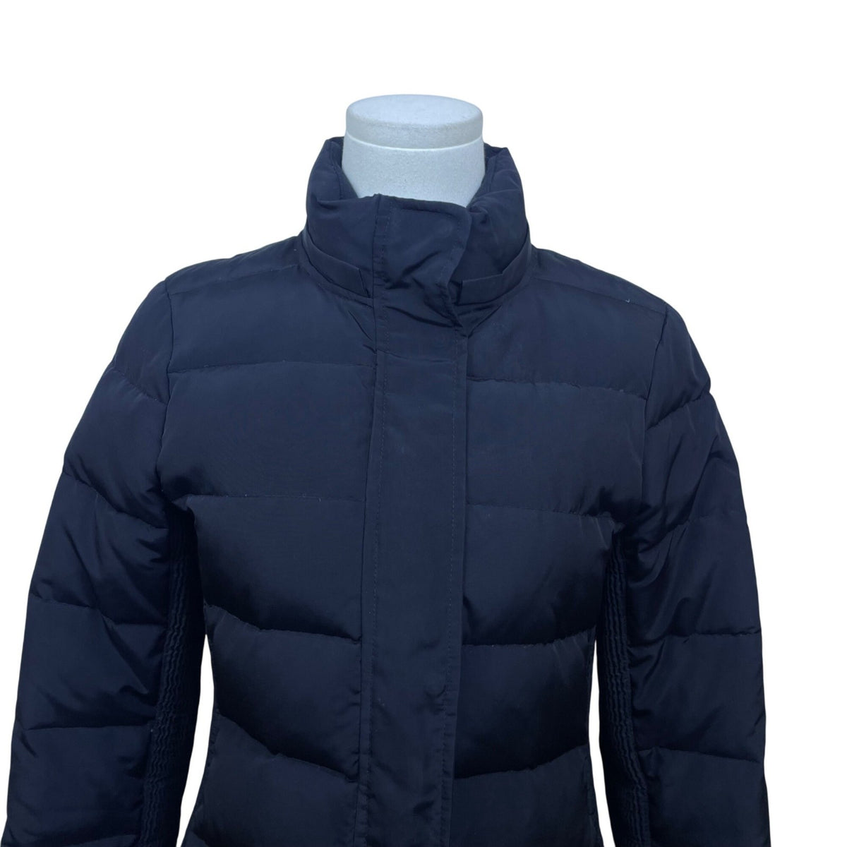 Express Women Black Polyester Puffer Belted Coat  Full-Length Pockets Warm Sz S