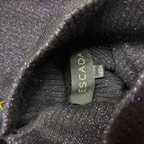 Escada Purple Frostfox Fur Cuff Glitter Set Turtleneck Vest Cardigan Sz 40