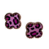 Park Lane Womens Pink Black Leopard Print Stud Earrings Rose Gold Tone Gift Set