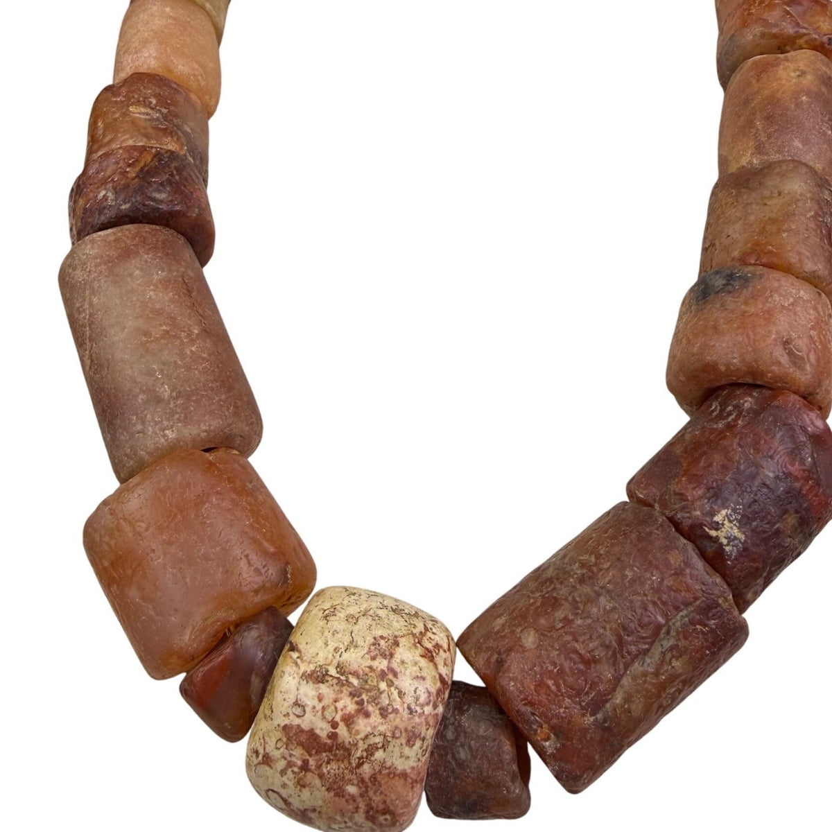 Rustic Natural Stone Bead Necklace Chunky Red/Brown Handcrafted Vintage Style