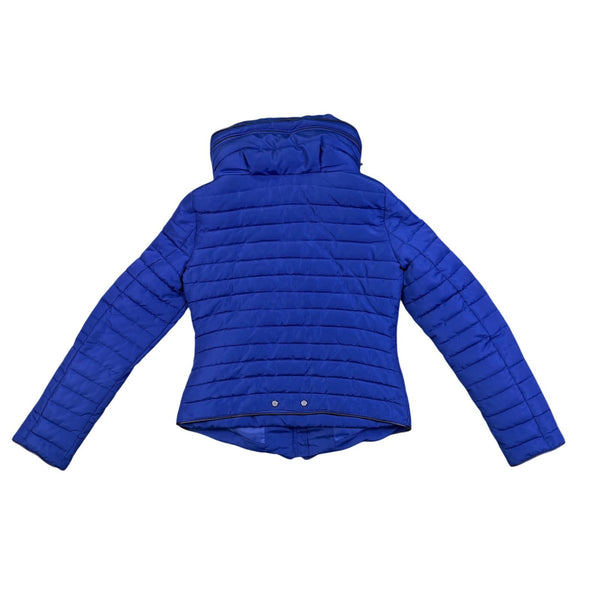 Zara Basic Womens Blue Quilted Winter Puffer Jacket W/ Zippered Pockets Size S