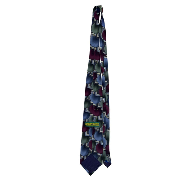 J. Garcia Mens Multicolor Geometric 100% Silk Tie Hand Sewn In U.S.A. Art-Inspir