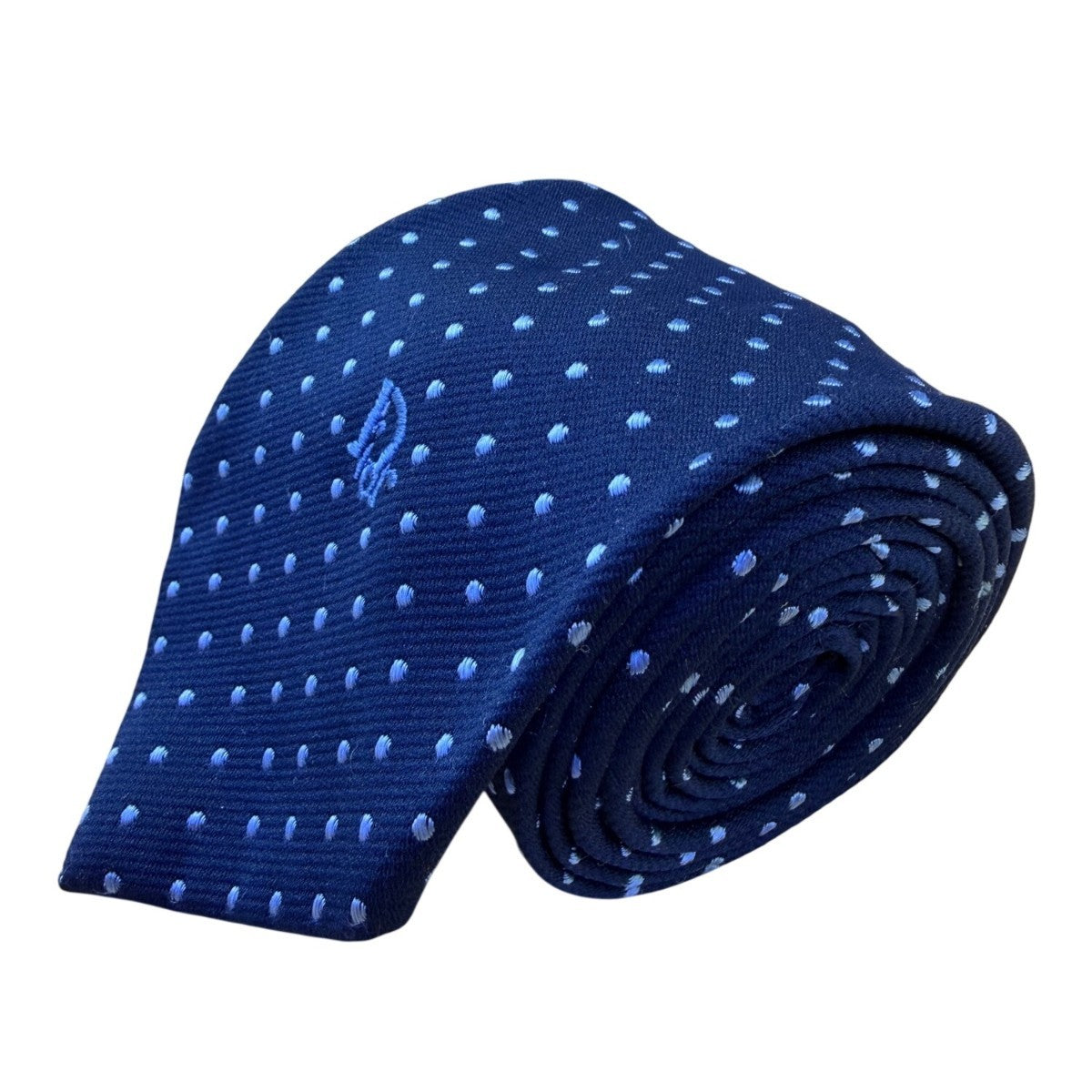 Christian D Mens Navy Blue Polyester & Silk Polka Dot Tie