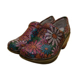 Jambu Women’s Multicolor Leather Floral Slip-On Wedge Miro Clogs Shoes Size 6.5M
