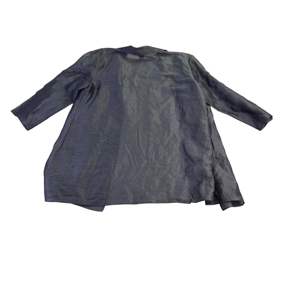 Eileen Fisher Women’s Black Linen & Silk Open Front Duster Jacket Size L 