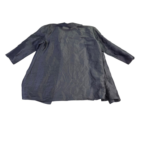 Eileen Fisher Women’s Black Linen & Silk Open Front Duster Jacket Size L 