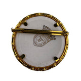 Limoges France Gold Tone Porcelain Vintage Brooch Hand Painted Scene