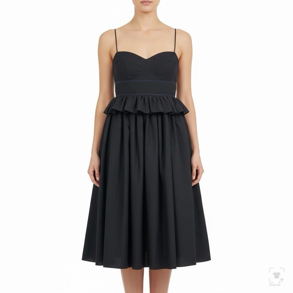 J.Crew Womens Black Wool-Blend Ruffled Halter Midi Dress  Elegant & Lined Size 4