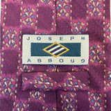 Joseph Abboud Men’s Burgundy Floral Pattern Silk Necktie Checkered Design