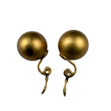 Monet Women Gold Tone Clip-On Earrings Round Vintage 1950s Signed Jewelry