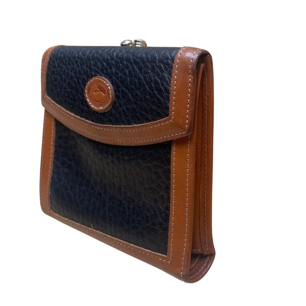 Dooney & Bourke Women’s Brown & Black Pebbled Leather Compact Bifold Wallet