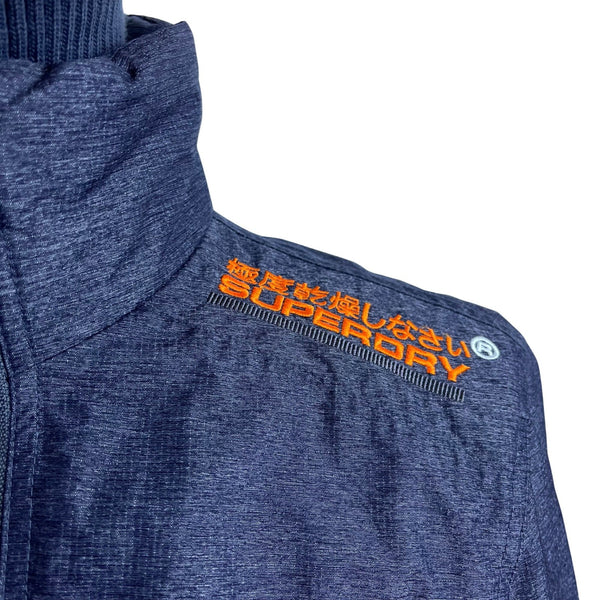 Superdry Mens Blue Windcheater Jacket Zip Closure Camouflage Lining Size L