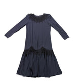 Vintage Diane Von Furstenberg Womens Navy Long-Sleeve Dress Size M