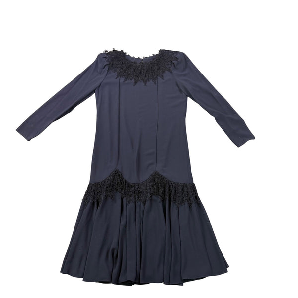 Vintage Diane Von Furstenberg Womens Navy Long-Sleeve Dress Size M
